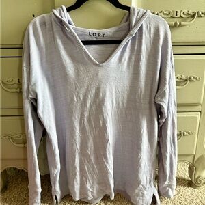 LOFT Women's Light Periwinkle Hooded Long Sleeve Top